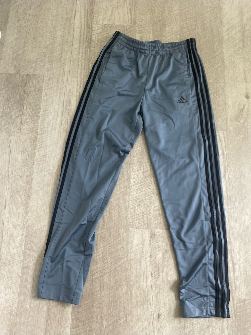 adidas Steel Gray Joggers with Black Side Stripes